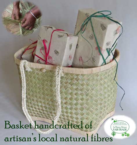 fairtrade basket handcrafted of artisans local natural fibres