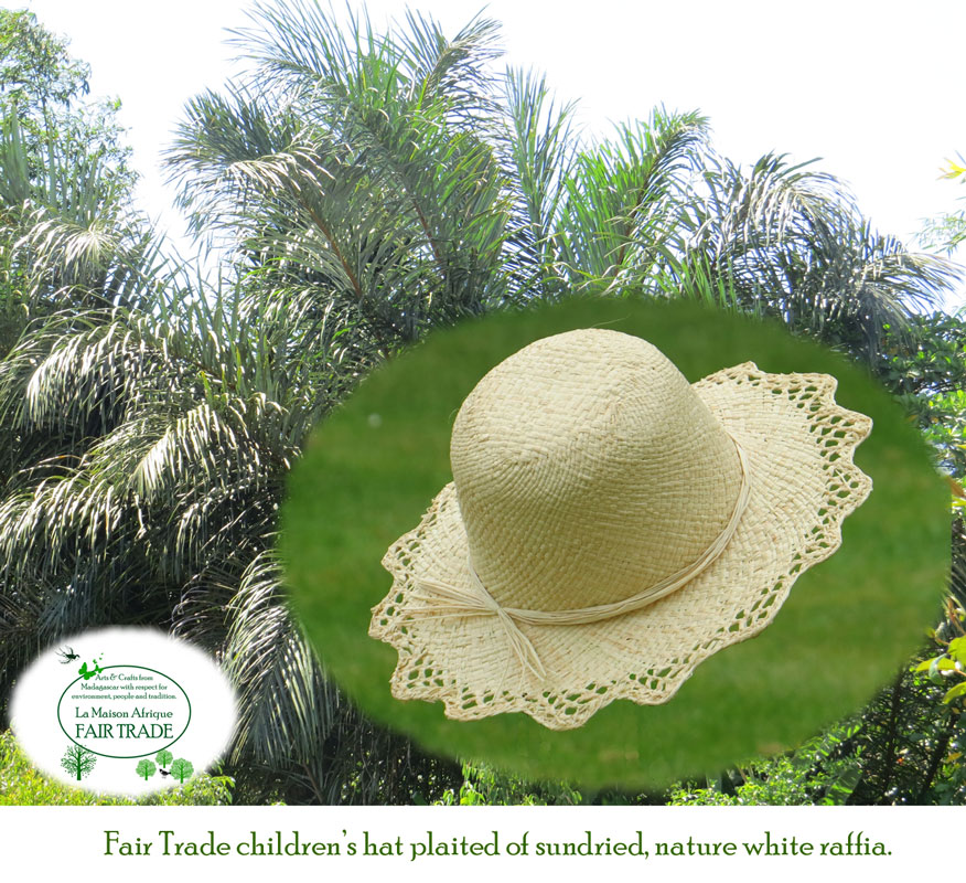 raffia palm and childrens hat made of raffia palmleaves